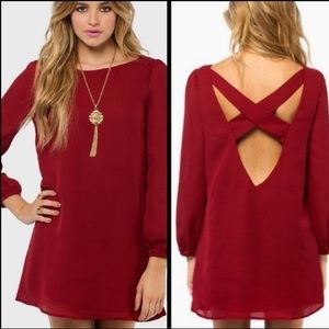 Tobi red cross back shift dress
